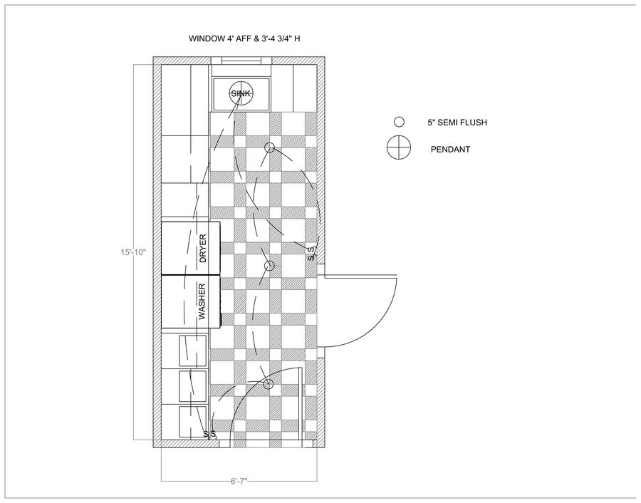 Primary Suite Laundry Room — electrical & lighting plan